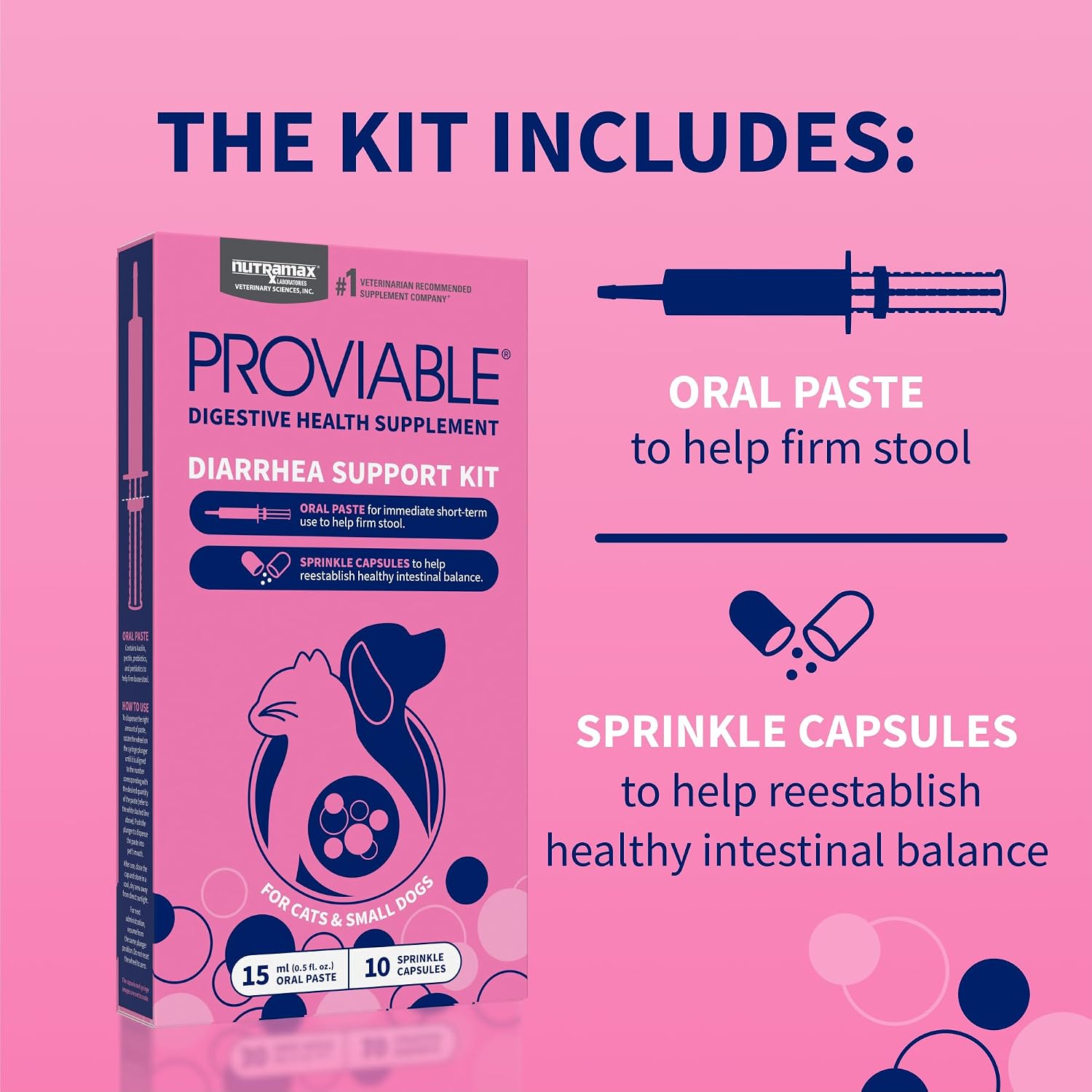 Nutramax Proviable Probiotics + Prebiotics for Dogs, Diarrhea Support Kit