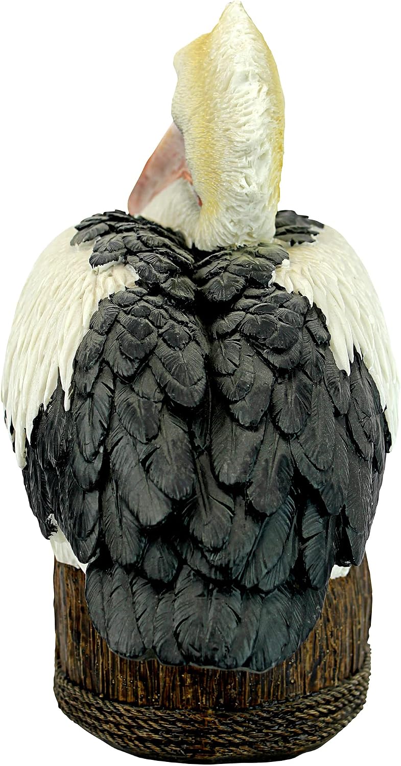 Design Toscano Coastal Decor Ocean's Perch Pelicans Garden Bird Statue, 9 Inch Wide, 24 Inch Tall, Cast Stone Resin, Full Color Finish