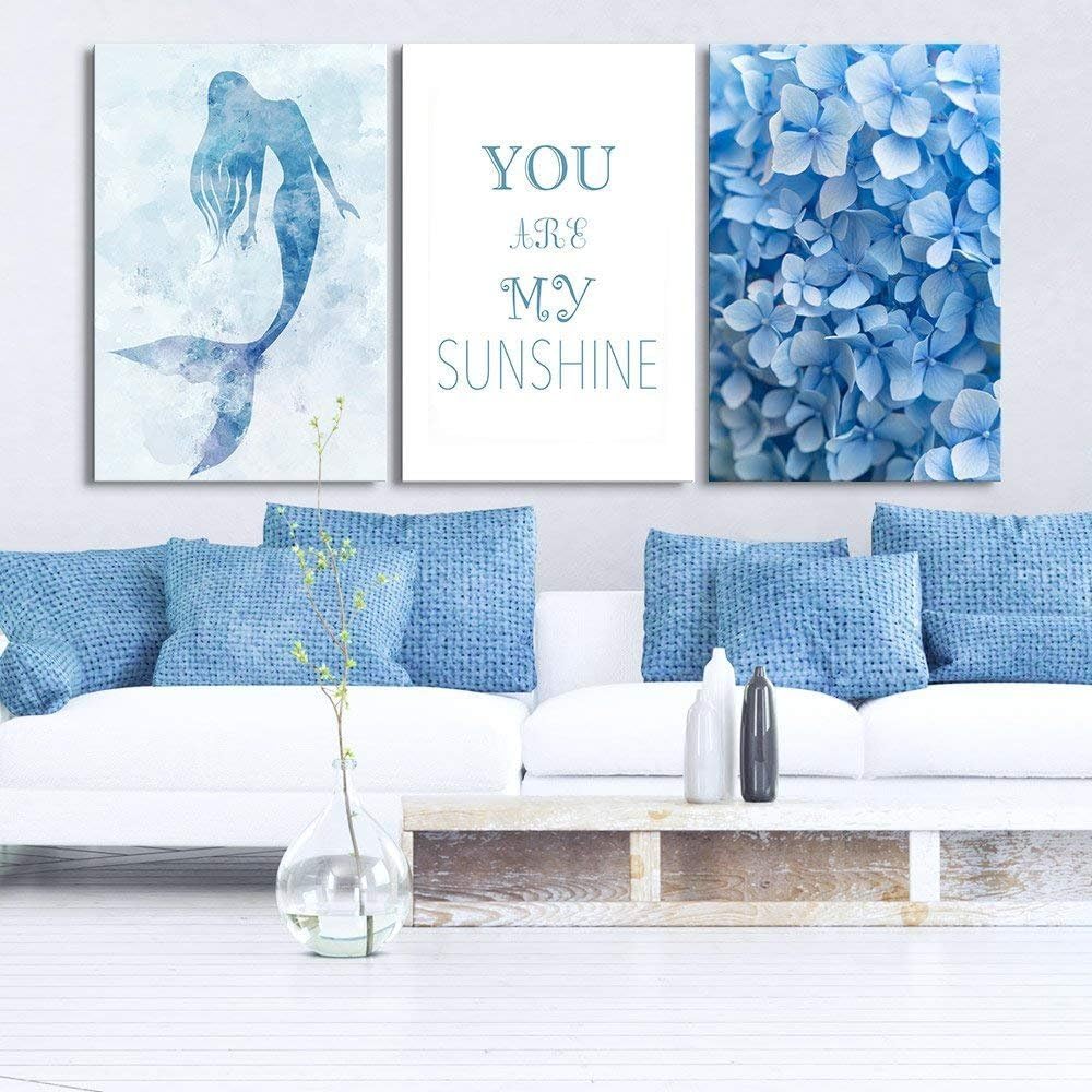 wall26 Canvas Prints Wall Art - Ocean Themed 3 Panel Wall Art with Wave,Anchor and Rudder - 16"x24" x 3 Panels