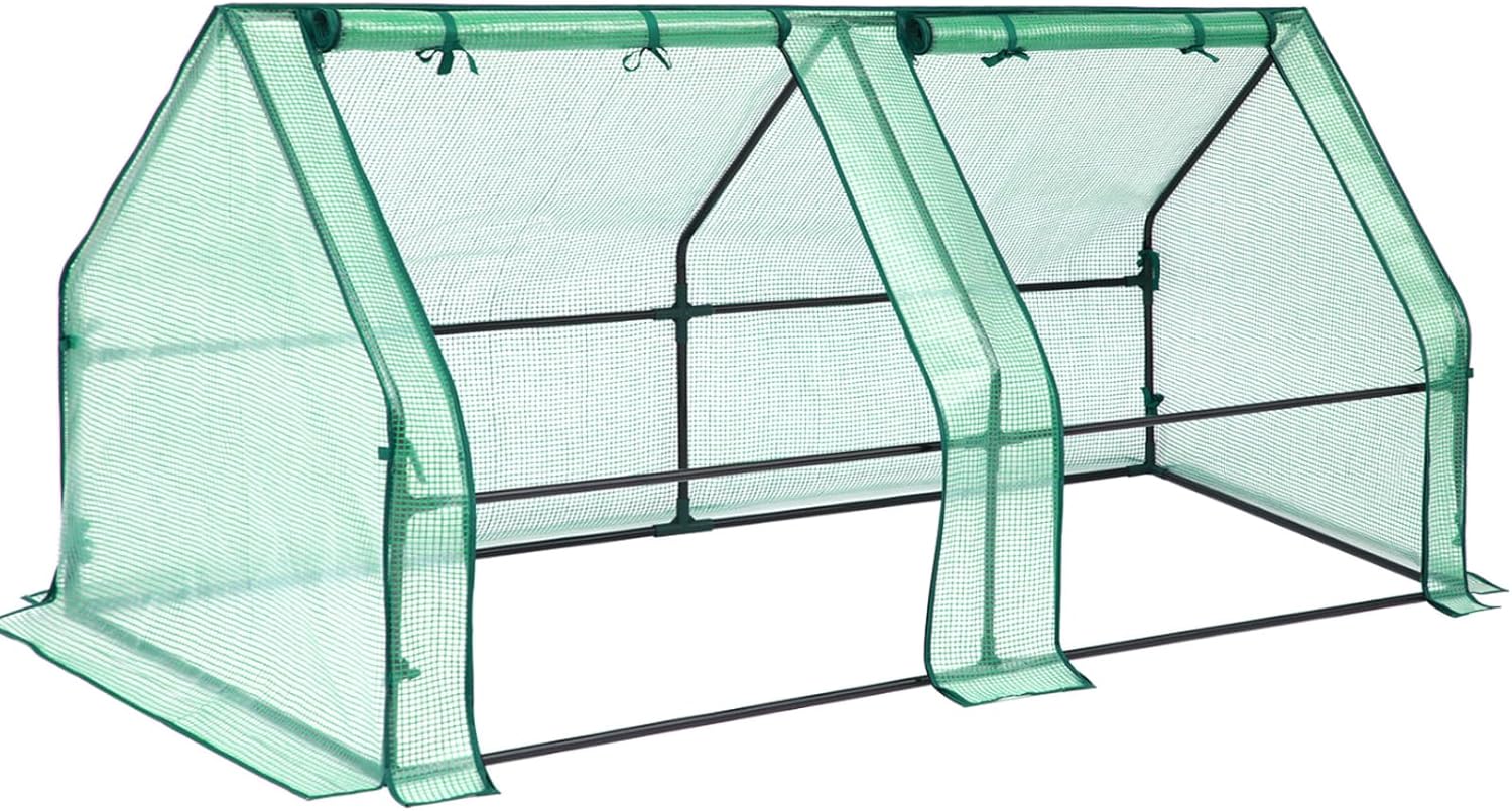 Ohuhu Portable Mini Greenhouse, 71"x36"x36" Greenhouses for Outdoors with Dual Large Zipper Doors & Ground Stakes