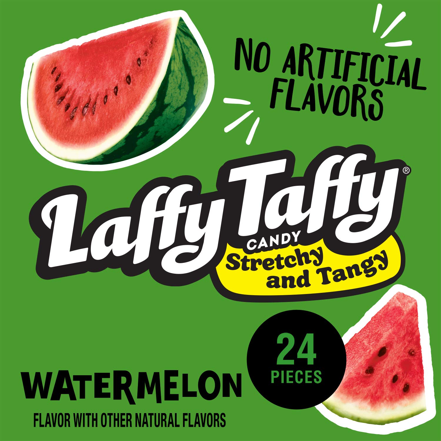 Laffy Taffy Variety Box, Grape Watermelon Cherry Chewy Candy, 1.5 oz, 24 Ct | Grape, watermelon, cherry stretchy tangy taffy, individually wrapped, jokes on wrapper, lunchbox, sharing