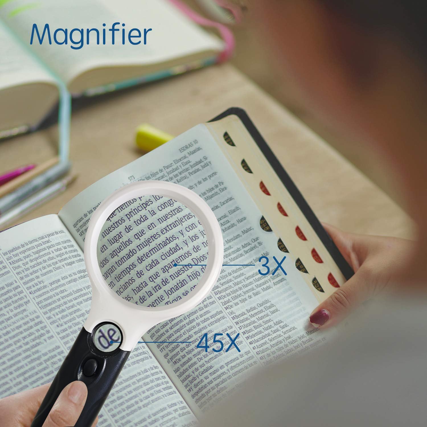 Wapodeai 3X 45X High Magnification, Suitable for Reading