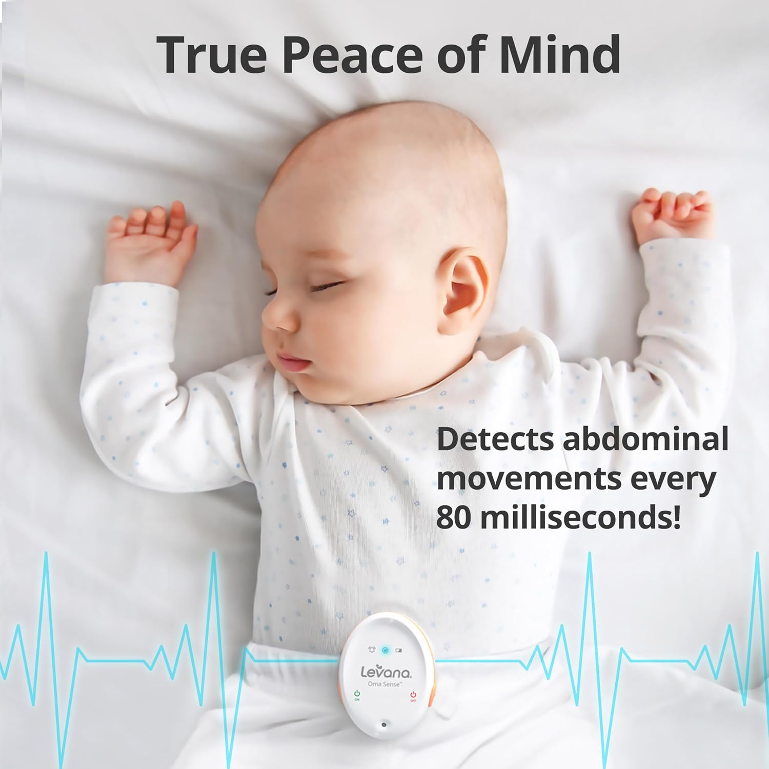 Oma Sense Portable Baby Breathing Movement Monitor with Vibrations and Audible Alerts Designed to Stimulate Baby and Alert Parents