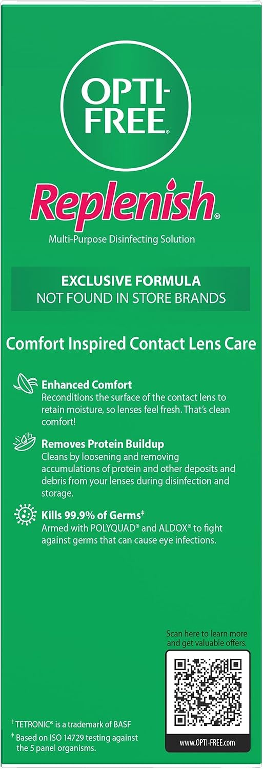 OPTI-FREE Replenish Multi-Purpose Contact Lens Solution, 10 Fl Oz, 2 Pack