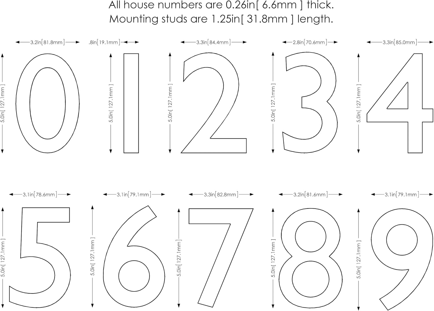 Architectural Mailboxes 3585AC-2 Brass 5-Inch Floating House Number 2