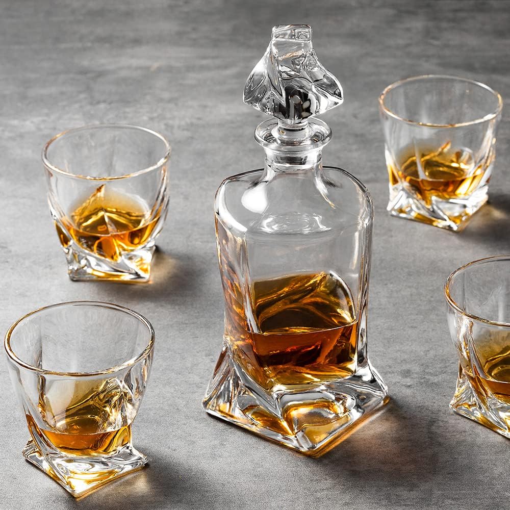 Whiskey Globe Decanter Set with 2 Glasses in Gift Box - Whiskey decanter for Liquor, Whiskey, Brandy, Gin, Rum, Tequila, Vodka