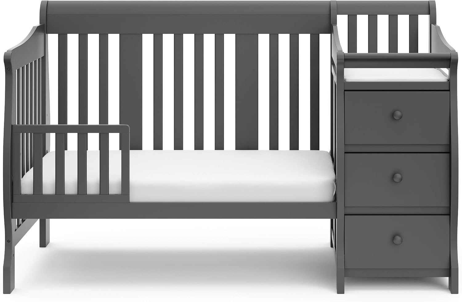 Storkcraft Portofino 5-in-1 Convertible Crib and Changer, Pebble Gray