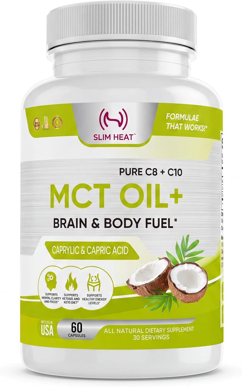 MCT Oil Capsules 2000mg - Pure C8 C10 Caprylic & Capric Acid Softgels, No Lauric Acid, Keto Coconut Fats Supplement for Energy Support