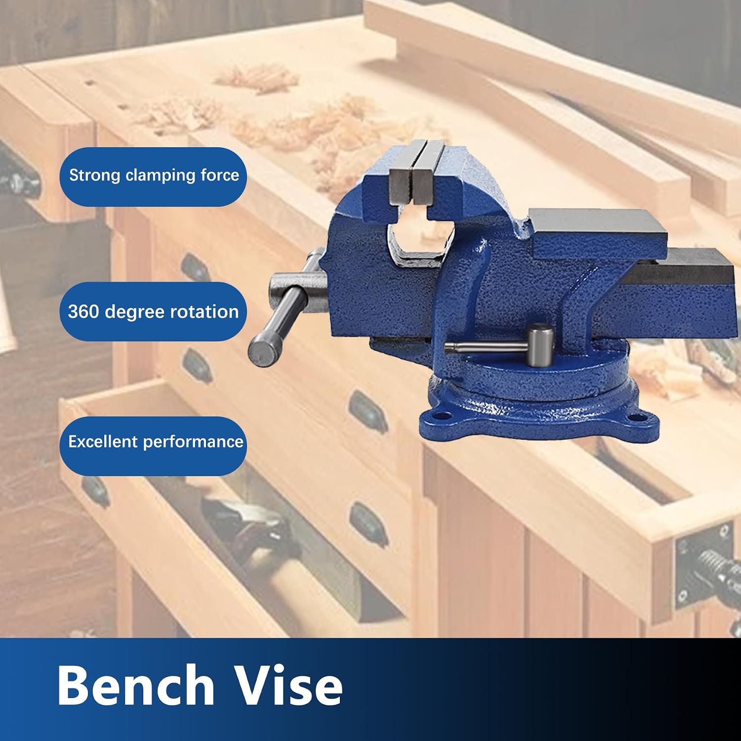 WFLNHB 6" Bench Vise Table Top Clamp Press Locking Swivel Base Heavy-Duty for Crafting Painting Sculpting Modeling Electronics Soldering Woodworking