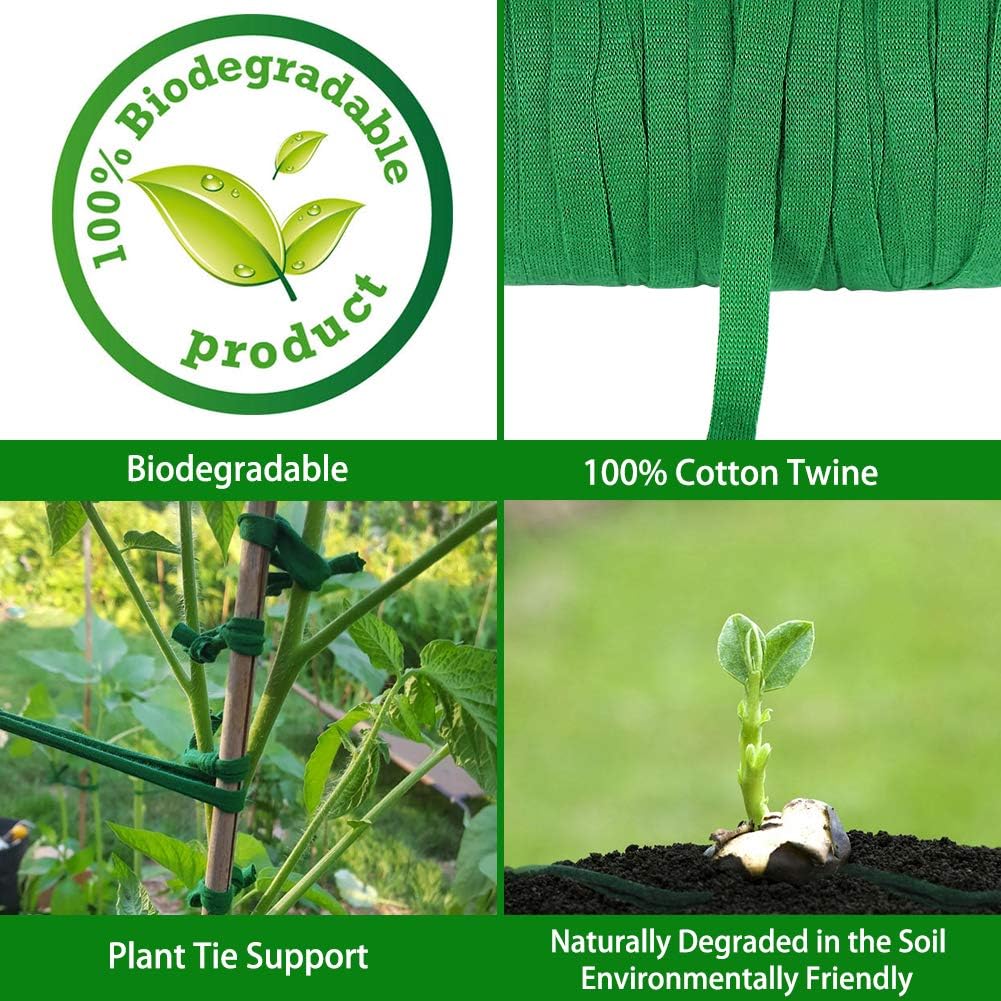 Shintop Plant Ties, 164 Feet 8mm Green Garden Twine for Tomato