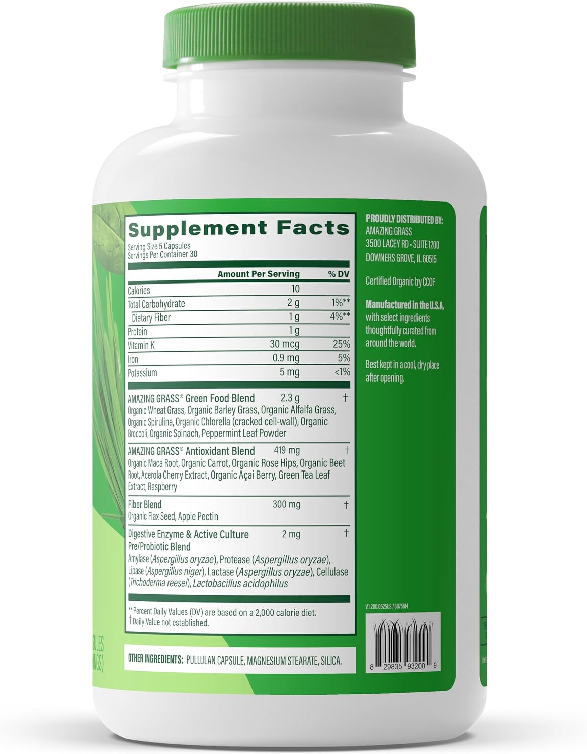 Amazing Grass Super Greens Powder Original, 60 Servings, 16.9 oz | Organic Greens Superfood Powder with Spirulina, Beet Root, Probiotics & Digestive Enzymes to Support Digestion