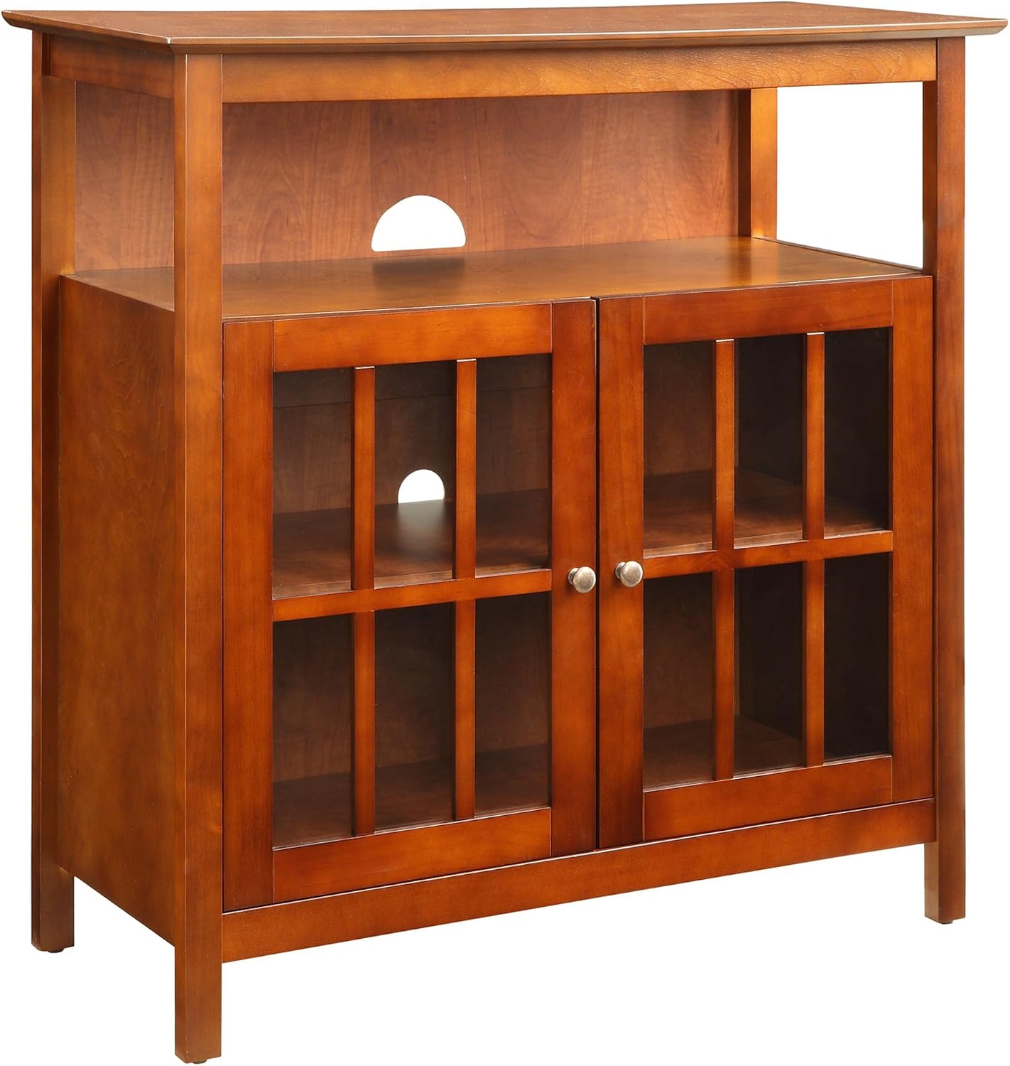 Convenience Concepts Big Sur Highboy TV Stand with Storage Cabinets and Shelves in White Finish