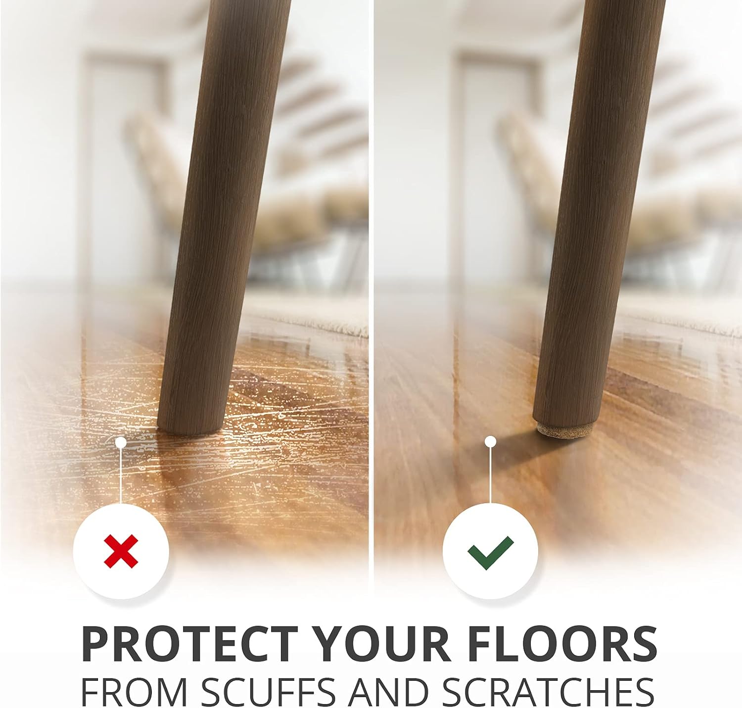 Felt Furniture Pads X-PROTECTOR 133 PCS Premium Furniture Pads - Felt Pads | Furniture Feet Wood Floor Protectors - Protect Your Hardwood & Laminate Flooring! Brown and Beige