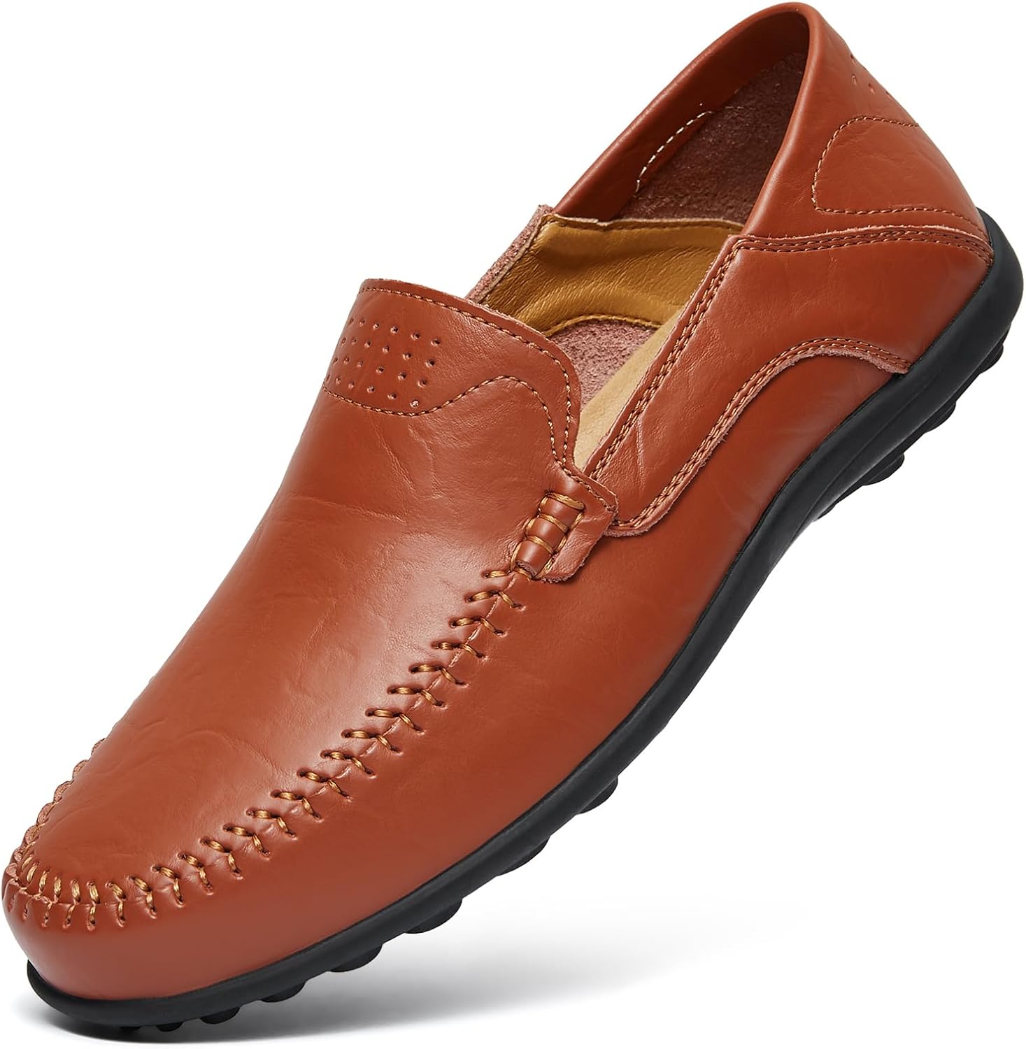 Go Tour Men's Premium Genuine Leather Casual Slip on Loafers Breathable Driving Shoes Fashion Slipper