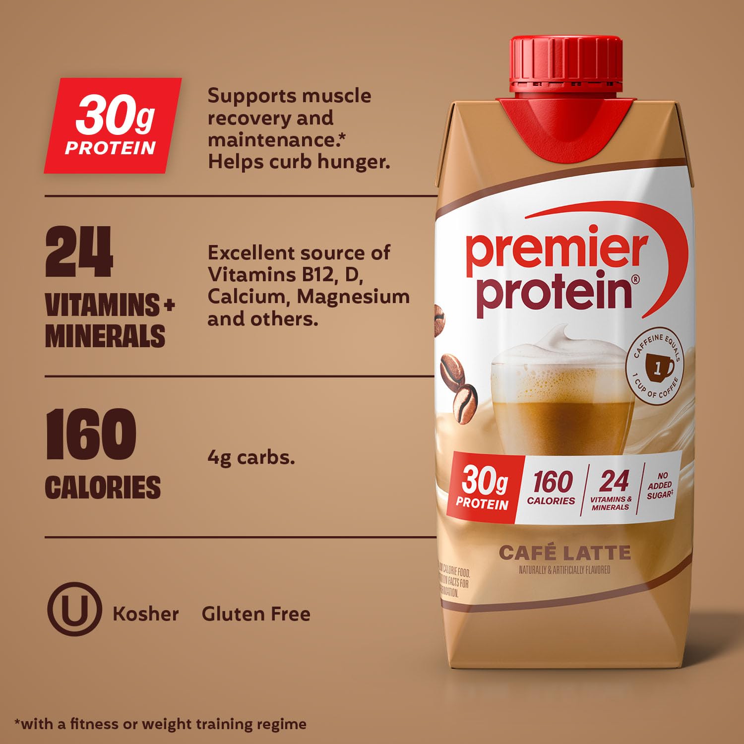 Premier Protein 30g High Protein Shake, Vanilla, 12 Pack | 160 Calories, 24 Vitamins & Minerals, No Added Sugar, Supports Muscle Health, Gluten-Free, 11 oz