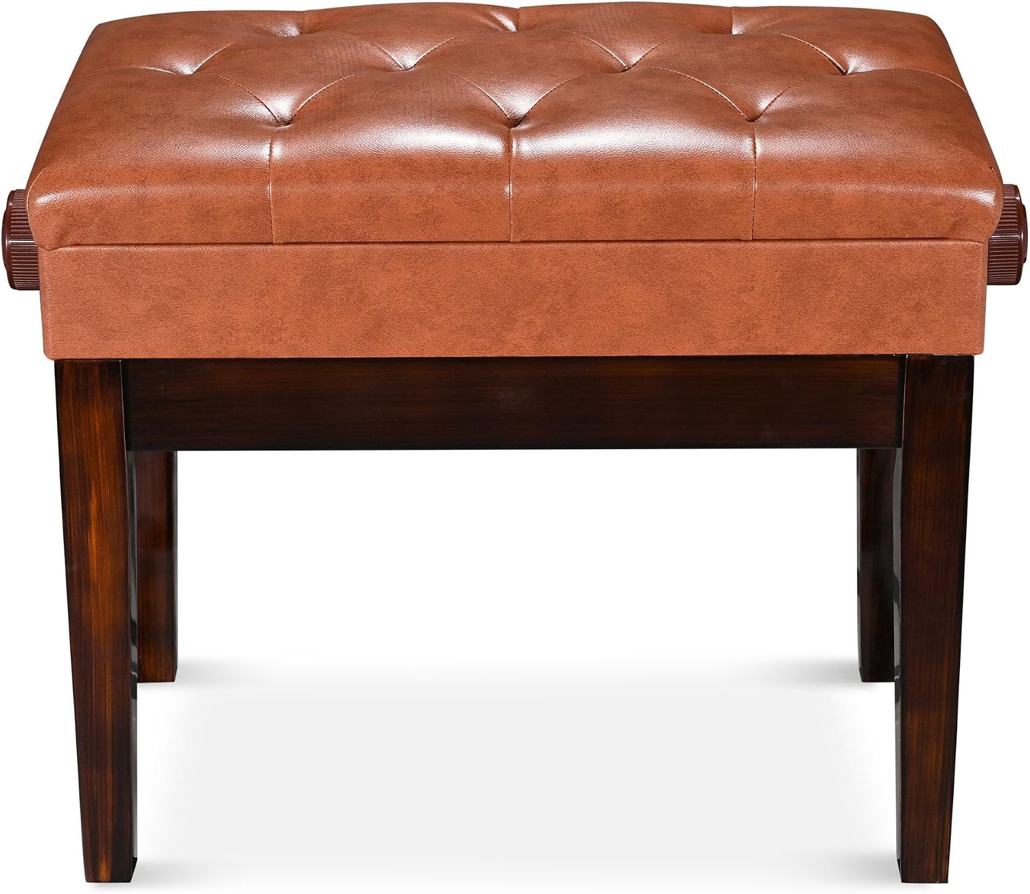 ZeHuoGe Leather Piano Bench Padded Seat with Storage Height-Adjustable Padded PU Leather Seat Solid Wood Frame Legs (Brown)