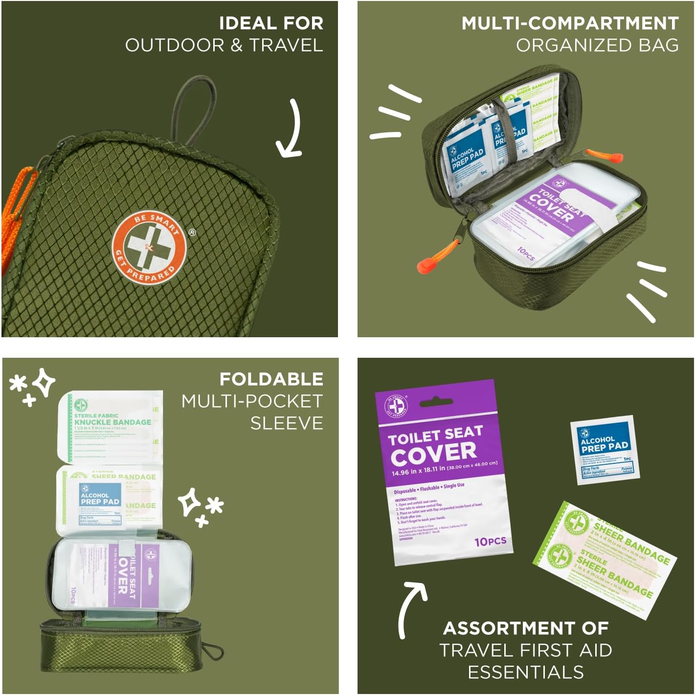 Be Smart Get Prepared 110 pc First Aid Kit: Clean, Treat, Protect Minor Cuts, Home, Office, Car, School, Business, Travel, Emergency, Outdoor, Camping & Sports, FSA/HSA (Packaging may vary)