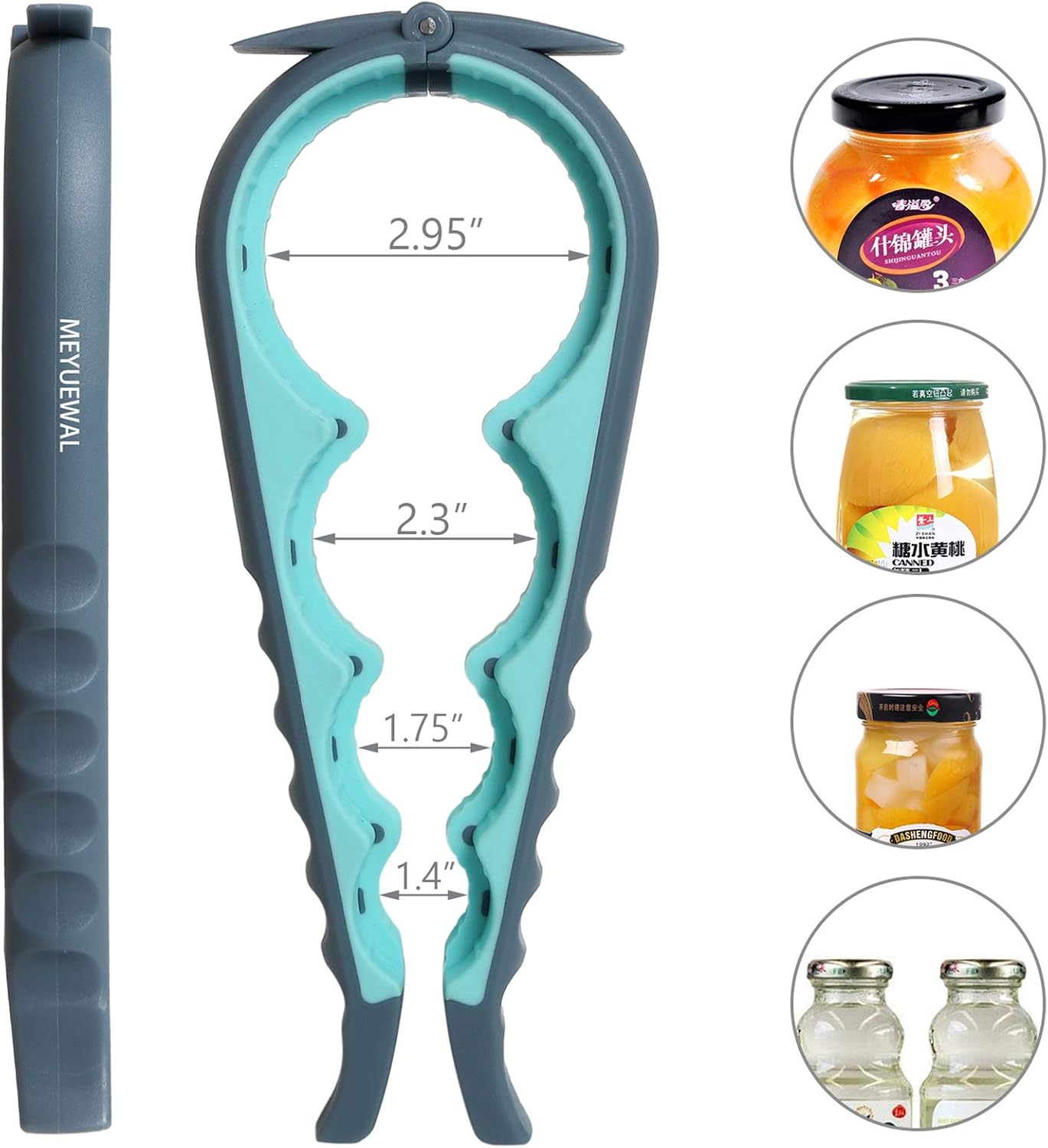 Jar Opener, 5 in 1 Multi Function Can Opener Bottle Opener Kit with Silicone Handle Easy to Use for Children