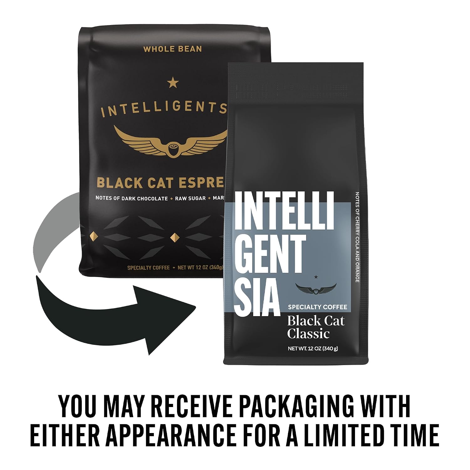 Intelligentsia Coffee, Light Roast Whole Bean Coffee, 100% Arabica Coffee - Black Cat Classic Espresso 12 Ounce Bag