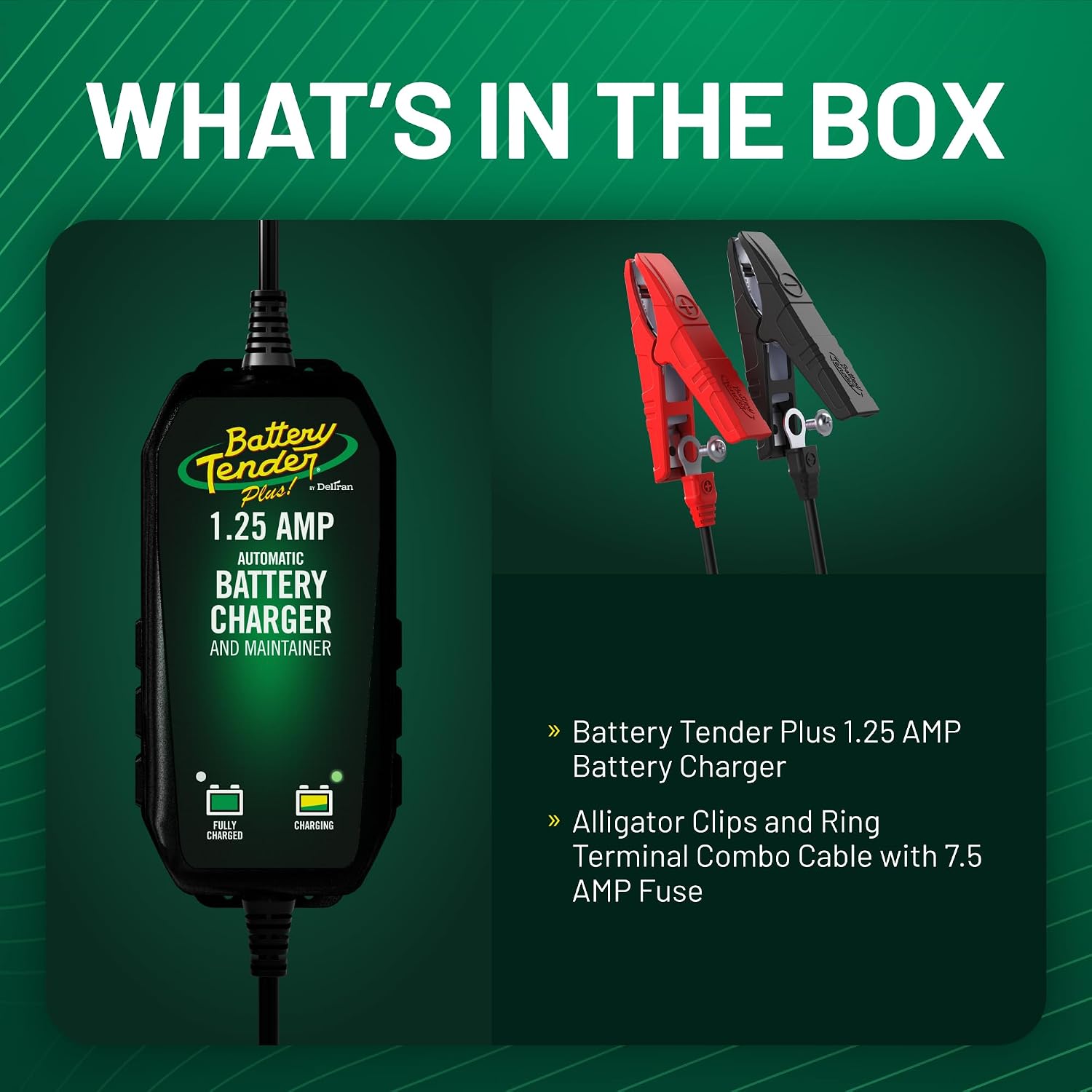 Battery Tender Plus 12V - 1.25 AMP Battery Charger and Maintainer - 022-0185G-DL-WH