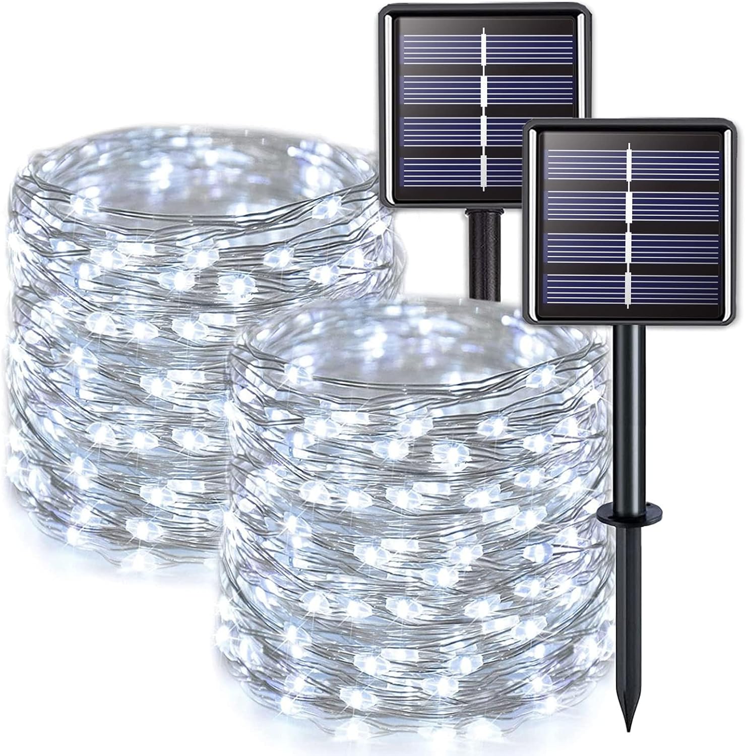 JMEXSUSS 2 Pack Solar String Lights Outdoor Total 66FT 200LED Fairy Lights | Outdoor Waterproof, 8 Modes Solar Christmas Lights for Outside Garden Tree Patio Yard Wedding Christmas Decorations, White