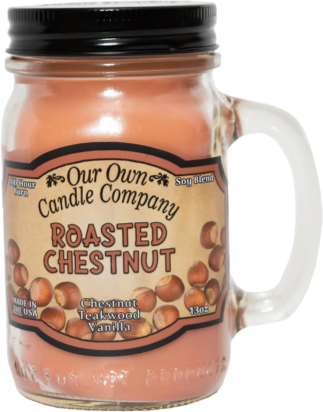 Balsam Pine Scented Mason Jar Candle, Our Own Candle Company, 13 oz | Clean, fresh Balsam-pine-tree scent; soy blend wax; lead-free wick with patented straightener; long lasting