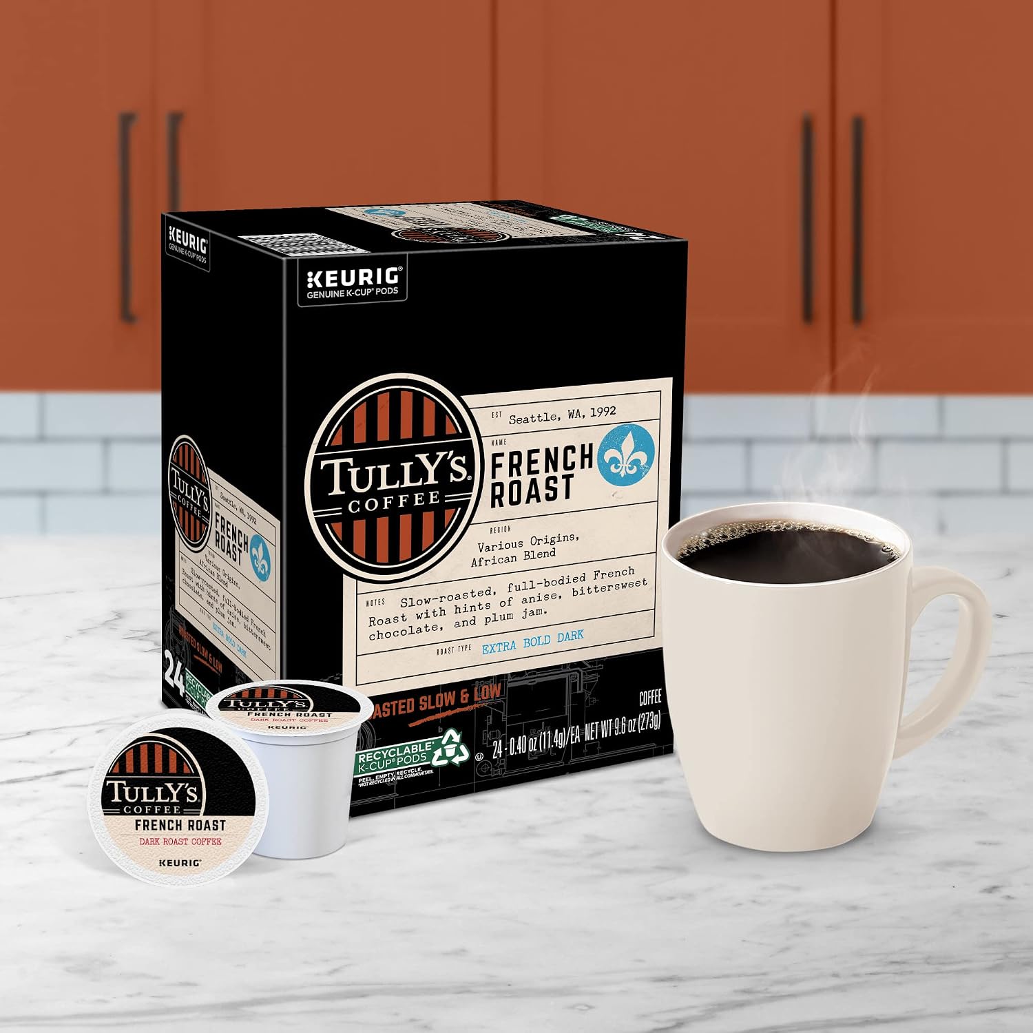 Tully's Coffee Hawaiian Blend Keurig Single-Serve K-Cup Pods, Medium Roast Coffee, 96 Count