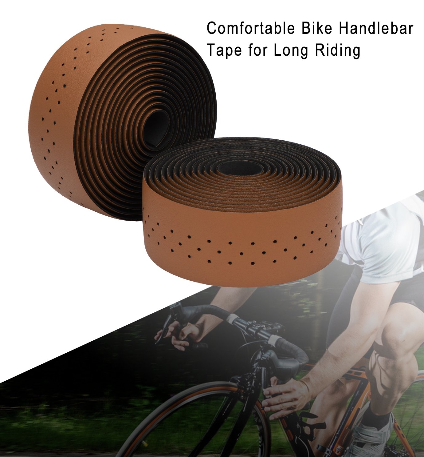 TOPCABIN® Camouflage Series Comfort Gel Road Bike Handlebar Tape Bike Bar Tape with Reflective Bar Plugs (Dark Brown(PU a Pair))