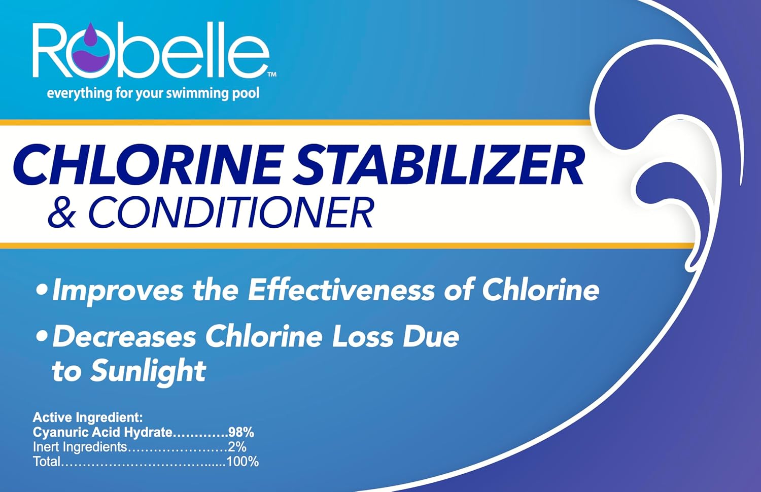 Robelle 4-Pounds Premium Chlorine Stabilizer and Conditioner | Concentrated Cyanuric Acid for Pools, Pool Stabilizer, Helps Chlorine Last Longer, 6 oz raises CYA 10 ppm per 5,000 gallons