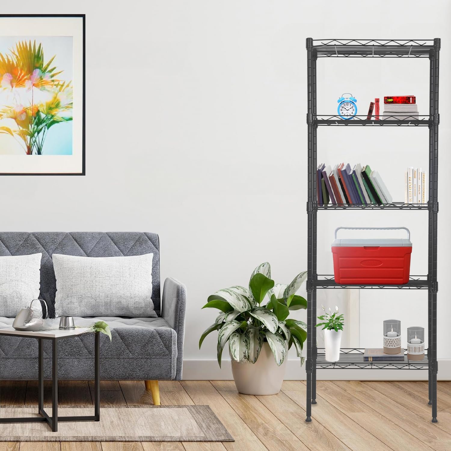 PayLessHere | 6-Tier Wire Shelf with Wheels | 45"x18"x82" | Black
