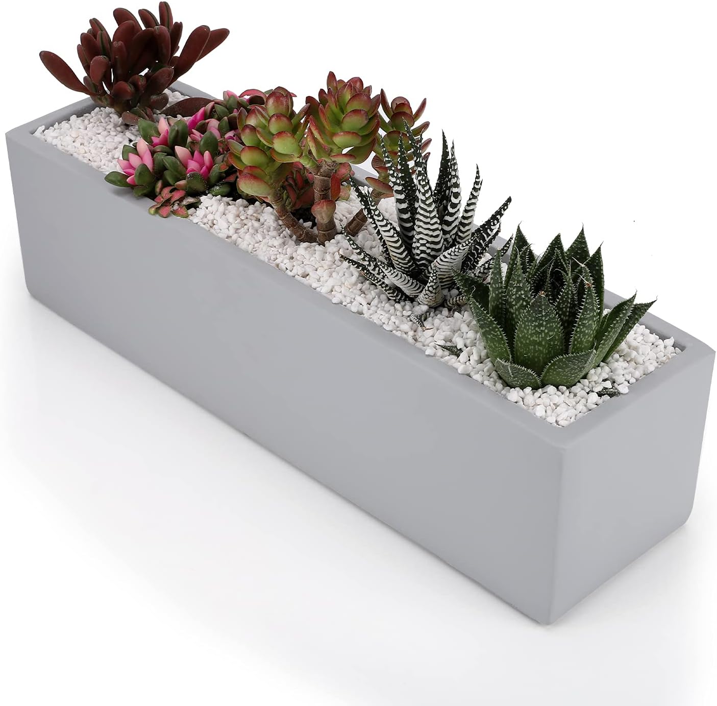 14.5-Inch Grey Rectangle Concrete Succulent Planter Windowsill Boxes