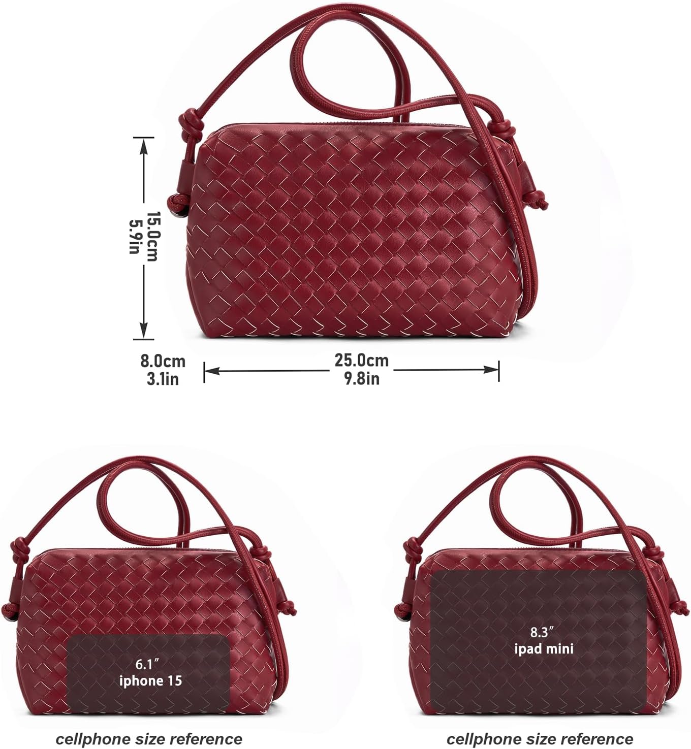Woven Crossbody Bag for Women: Vegan Leather Handbag for Leisure | Classic Handwoven Bag For Style - Compact Design, Lightweight, Minimalist Style, Fits Phone, Cards & Key, Ideal for Daily Use