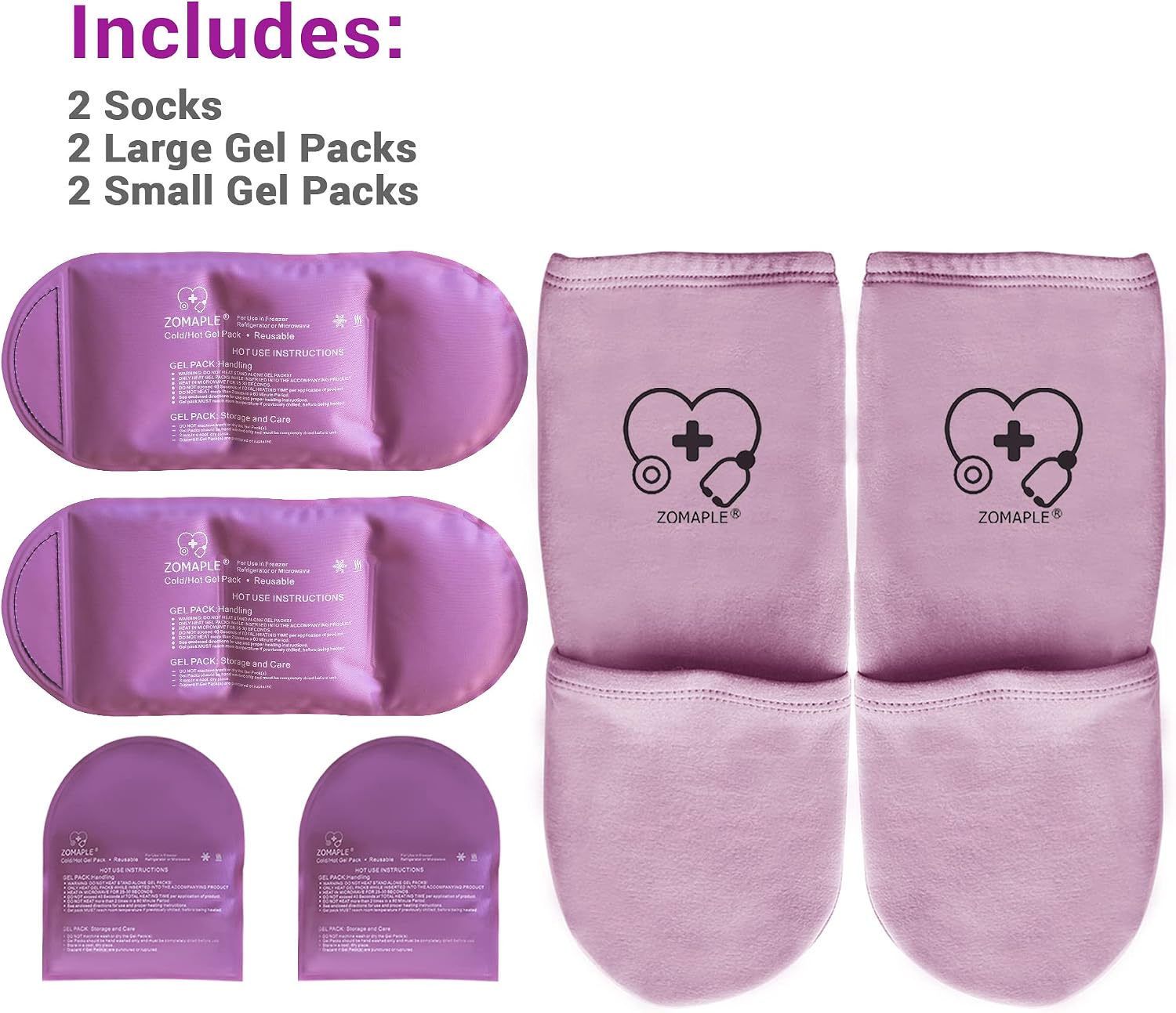 Zomaple Cold Therapy Socks, 2 Gel Packs for Neuropathy & Hot Feet Comfort