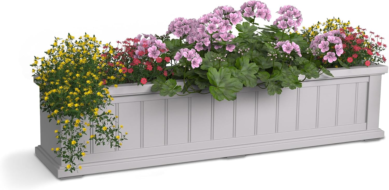 Mayne Cape Cod 4ft Window Box - Black - 48in L x 11in W x 10.8in H - Polyethylene - Built-in Water Reservoir (4841-B)