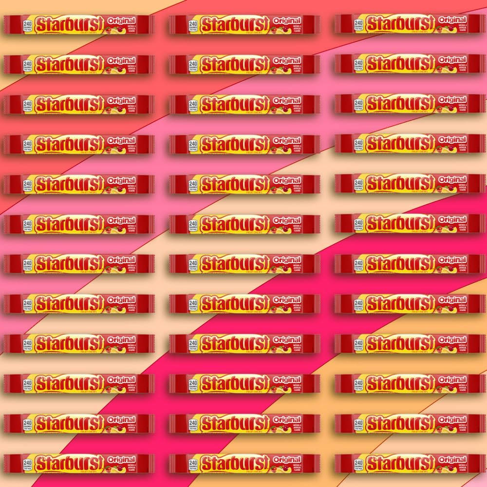 STARBURST Original Full Size Fruit Chews Chewy Candy Bulk 36 Packs, 2.07 oz | Soft fruit chews in full size packs, great for birthdays, desserts, road trips and pantry snacking, lunch box, bulk candy