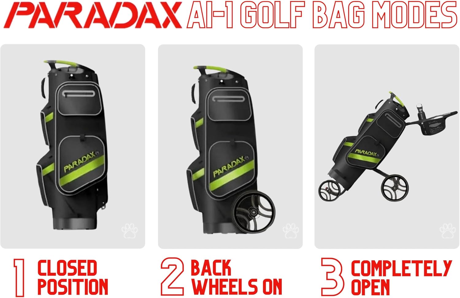 PARADAX A1-1 All-in-One Golf Bag - Cart Built Inside The Bag! | Cart hides Inside The Golf Bag Within Seconds. Push Golf Bag and Cart | Golf Bag and Cart Combo | Golf Bag with Wheels