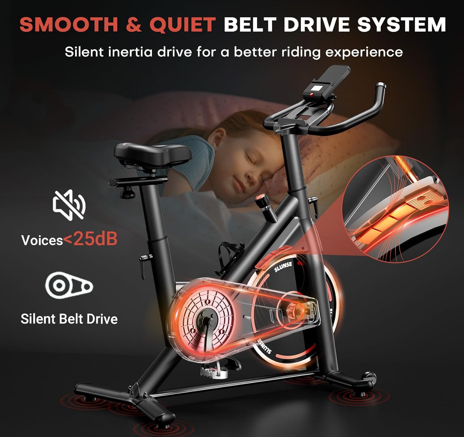 Exercise Bike, Adjustable Magnetic Resistance Stationary Bikes for Home with App Compatible