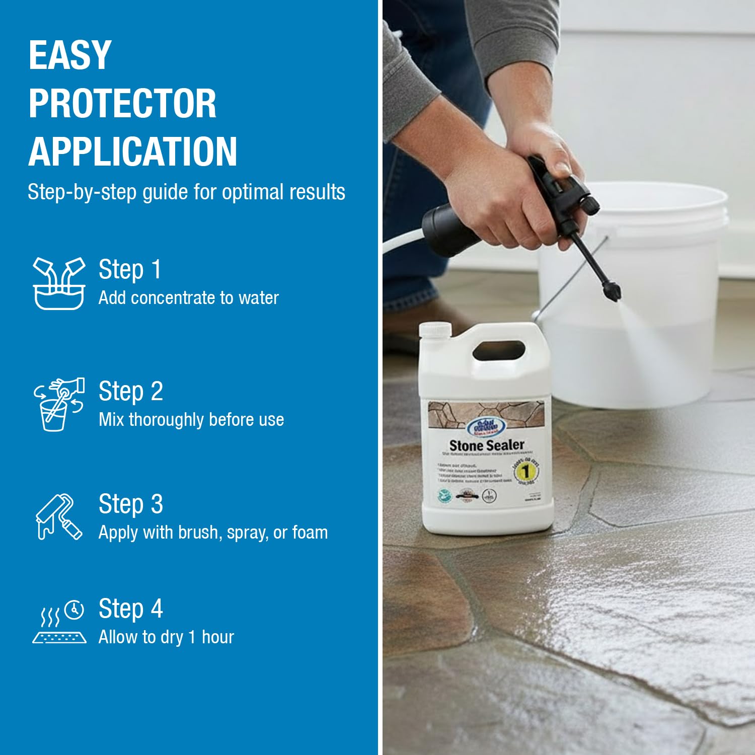 Rainguard Water Sealers Stone Sealer, Penetrating Protection Against Moisture Damage and Stains, for All Stone Surfaces, Silane/Siloxane Waterproofer, Natural Finish, Ready to Use, 5 Gallons | Silane Siloxane Waterproofer, Protects Against Moisture Damag…