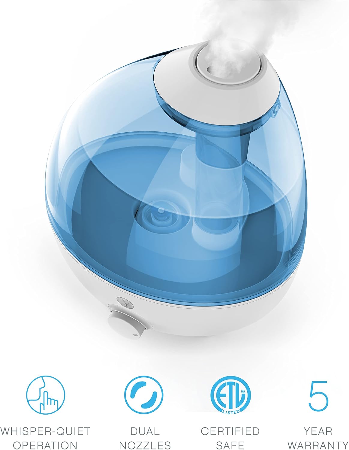 Pure Enrichment MistAire Ultrasonic Cool Mist Humidifier - Quiet Air Humidifier for Bedroom, Nursery, Office, & Indoor Plants - Lasts Up To 25 Hours