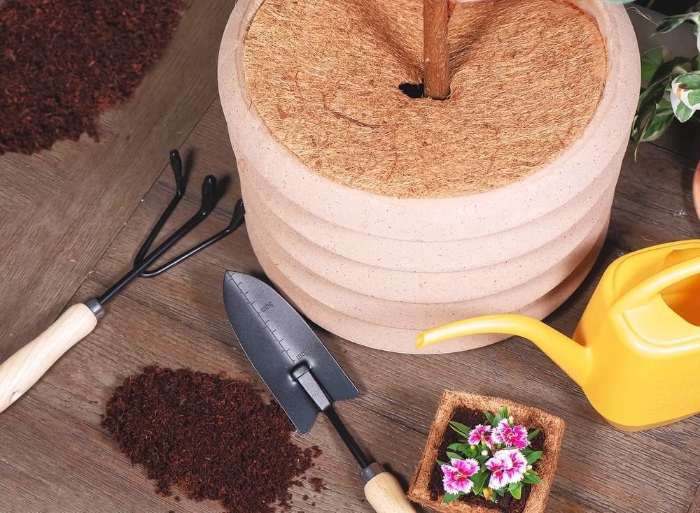 Envelor 20 pcs Coconut Fibers Mulch Ring 4 Inches Tree Protector Mat Coconut Mulch Cover Natural Coconut Fiber Weed Control Rings, Tree Ring Plant Cover for Indoor Outdoor Plants, Pot, Landscaping