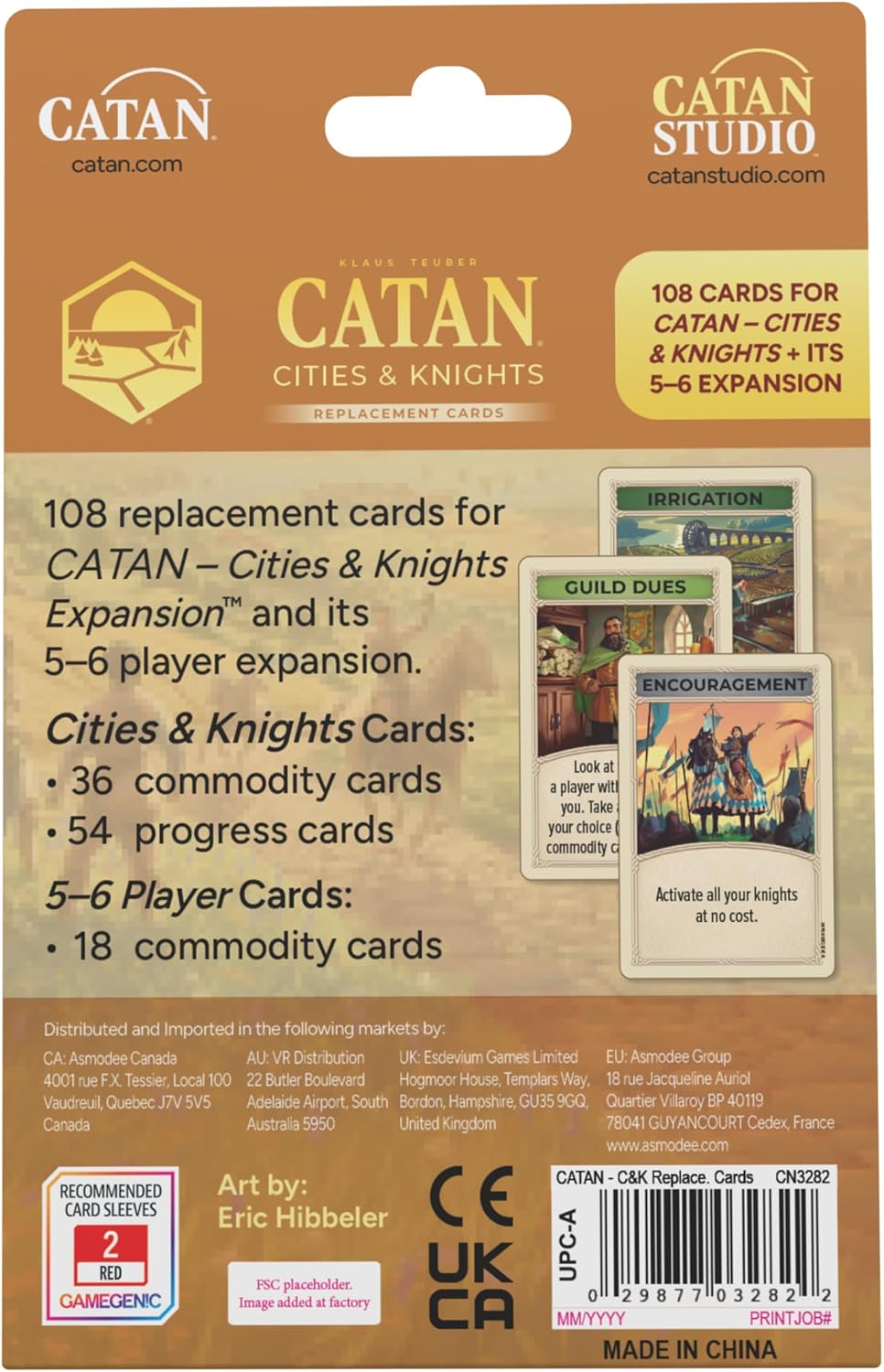 CATAN Cities & Knights Replacement Game Cards - Complete Set of 95 Game Cards for The Cities & Knights Board Game Expansion (Sold Separately), Board Game Accessories Made Studio