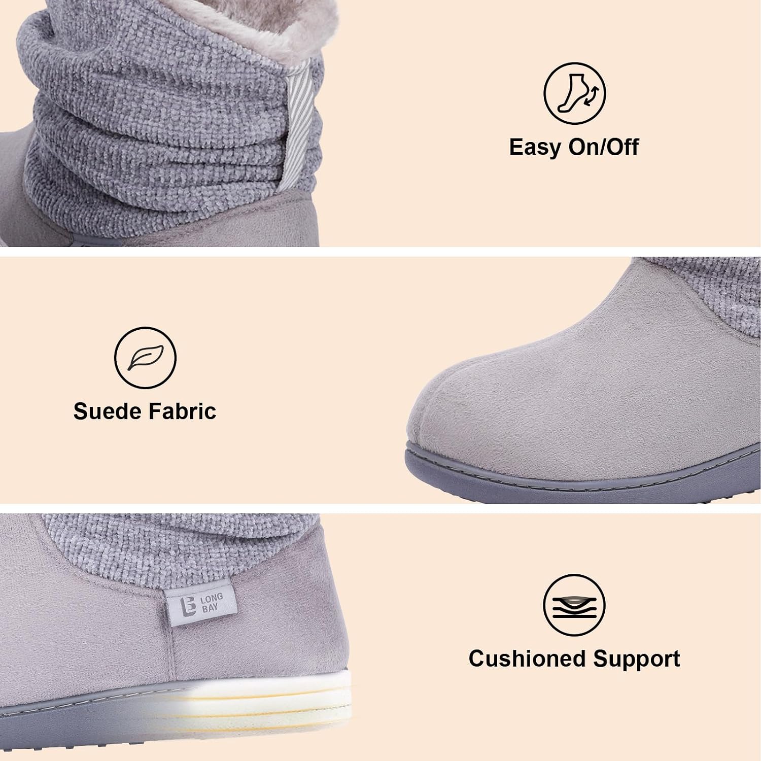 LongBay Slippers Boots for Women Warm Winter Fuzzy Bootie House Shoes Gifts