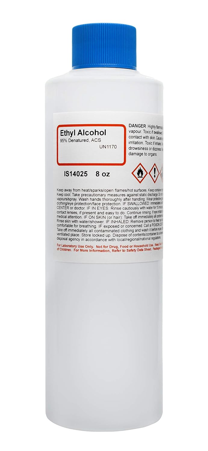 Aldon ACS Reagent Grade 95% Denatured Ethyl Alcohol, 8 Ounce - Not for Use on Body or Skin