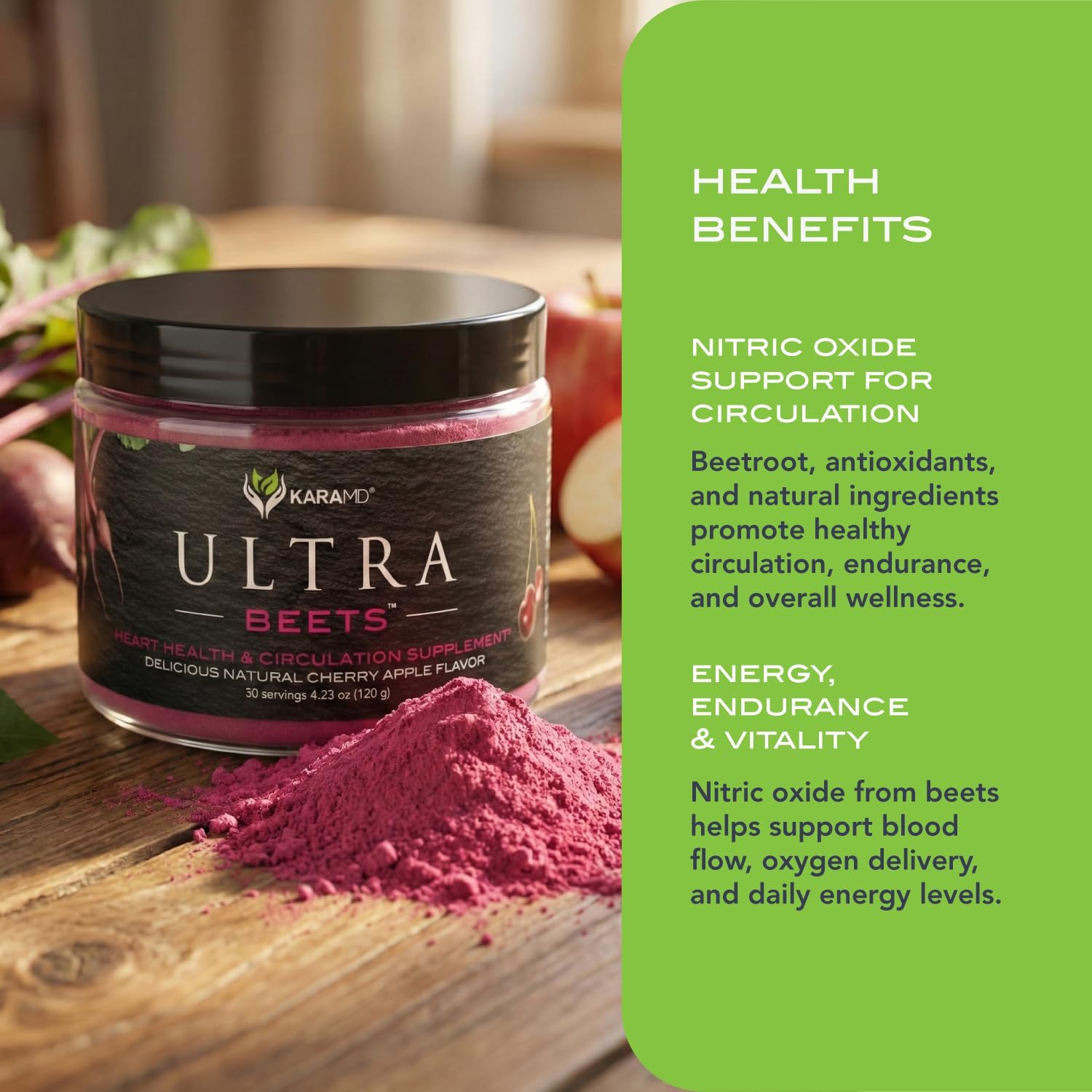 KaraMD UltraBeets, Pure Beetroot Powder Superfood Supplement
