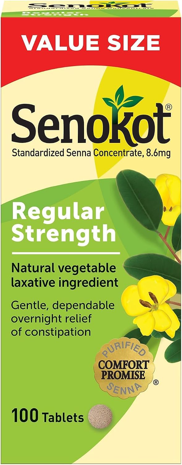 Senokot Regular Strength Laxatives for Constipation, Senna Tablets, 100 ct