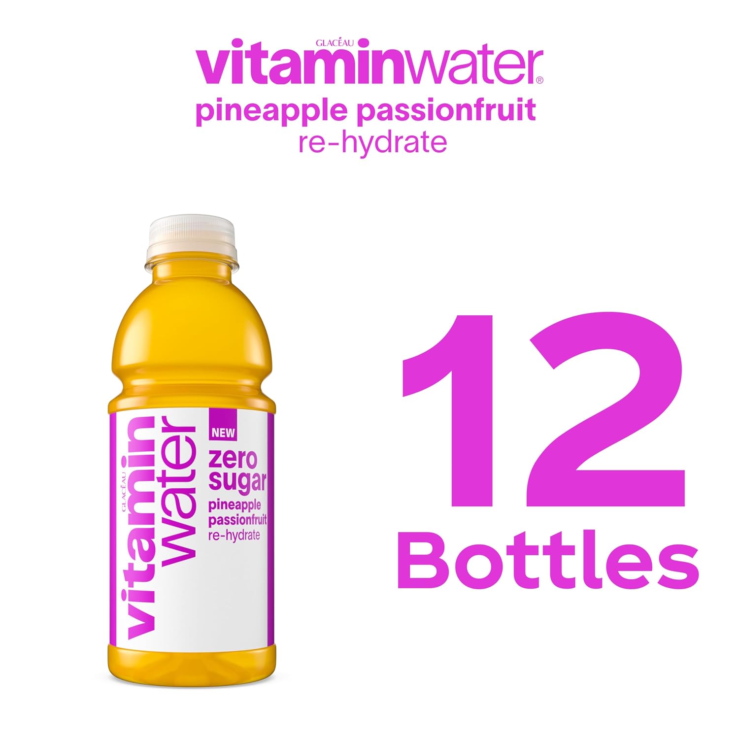 vitaminwater Squeezed Lemonade Zero Sugar, Flavored Water Beverage Bottles, 20 fl oz, 12 Pack