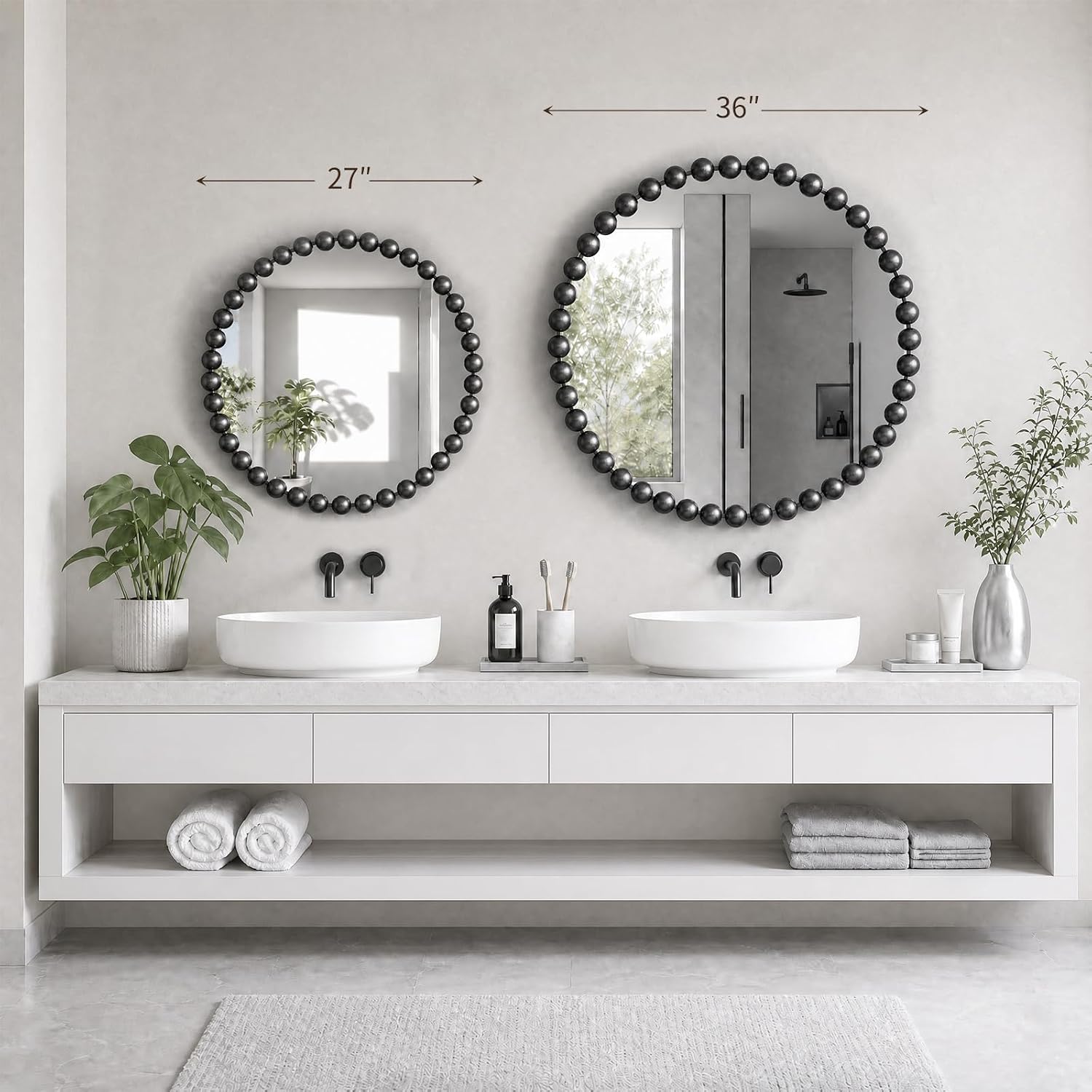 Madison Park Round Mirror, Metal Frame Circle Mirror 27 inch, Wall Art Decor Mounted Hanging for Entryway, Bathroom, hallway, Living Room, Vanity