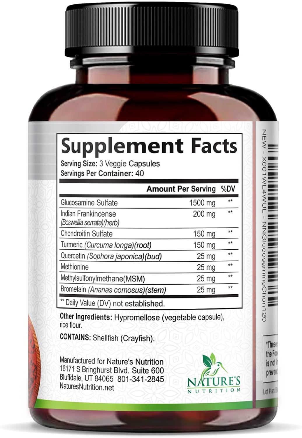 Glucosamine Chondroitin MSM 2100mg - Joint Support Supplement for Joint Mobility & Cartilage Support For Men and Women - Glucosamine Supplements with Turmeric & Boswellia, USA Bottled - 120 Capsules