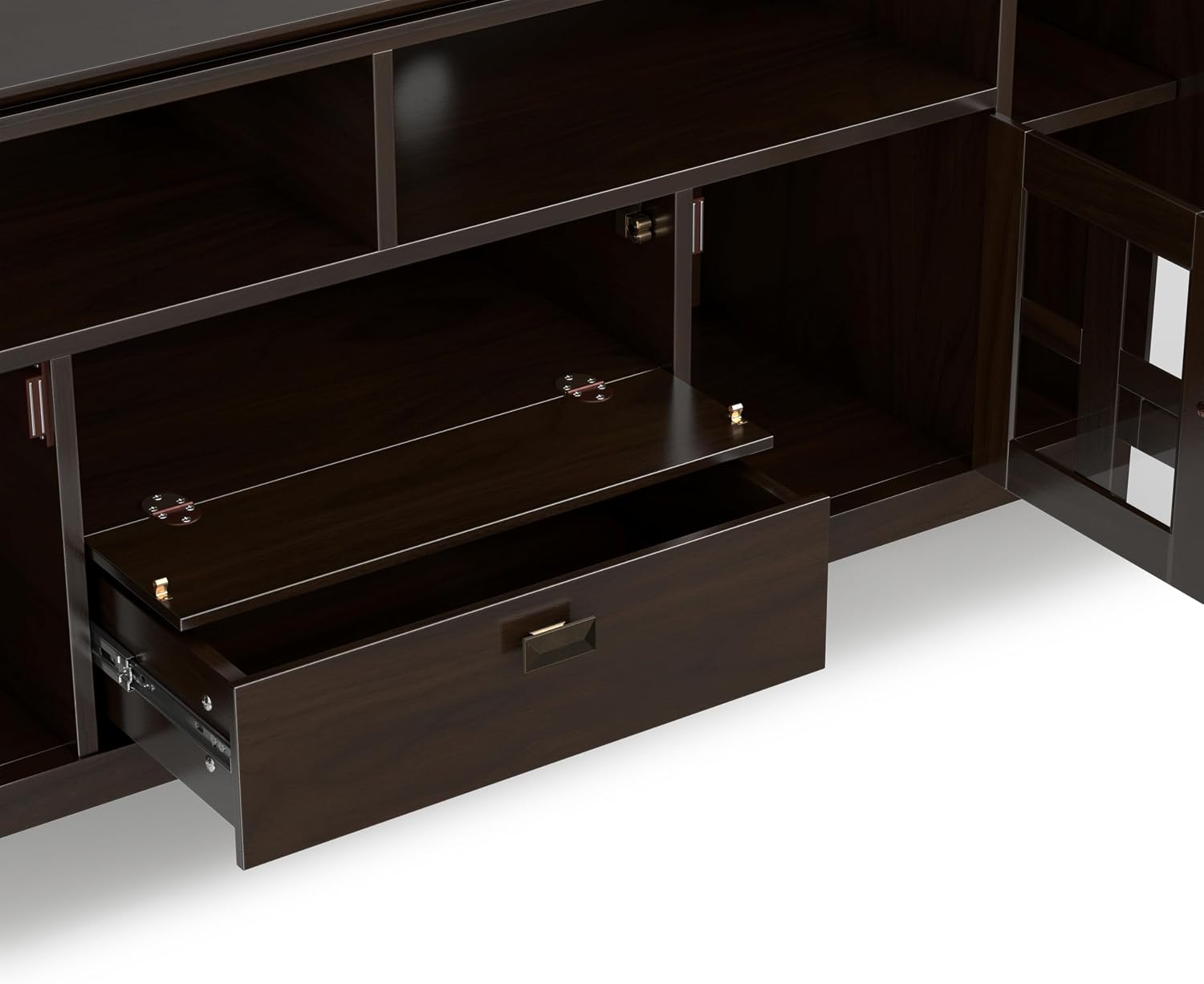 SIMPLIHOME Artisan 53" Wide Solid Wood TV Stand in Russet Brown