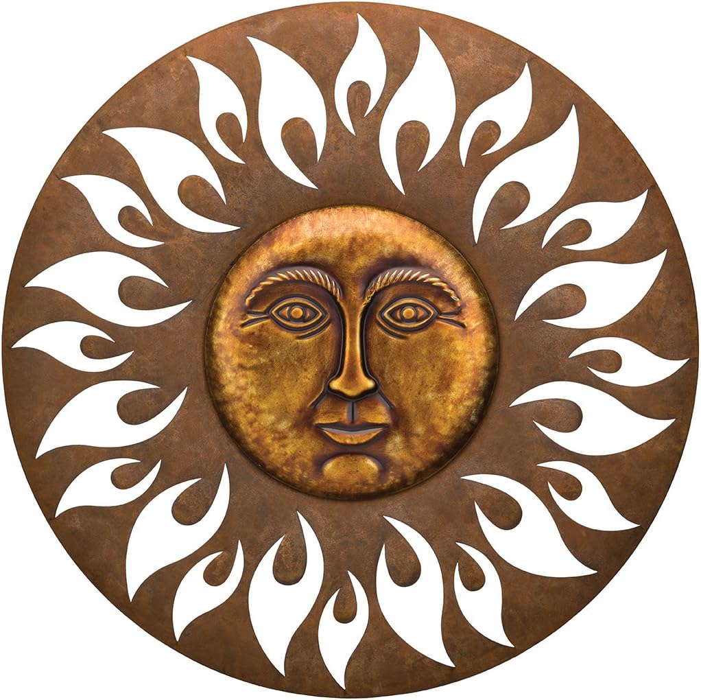 Regal Art & Gift Handcrafted Metal Sun Wall Decor, Rustic Sunburst Wall Art | Copper Patina, 40 in, Metal, Rust-Resistant Sunburst Sculpture, Eye-Catching Accent for Patio, Garden & Home